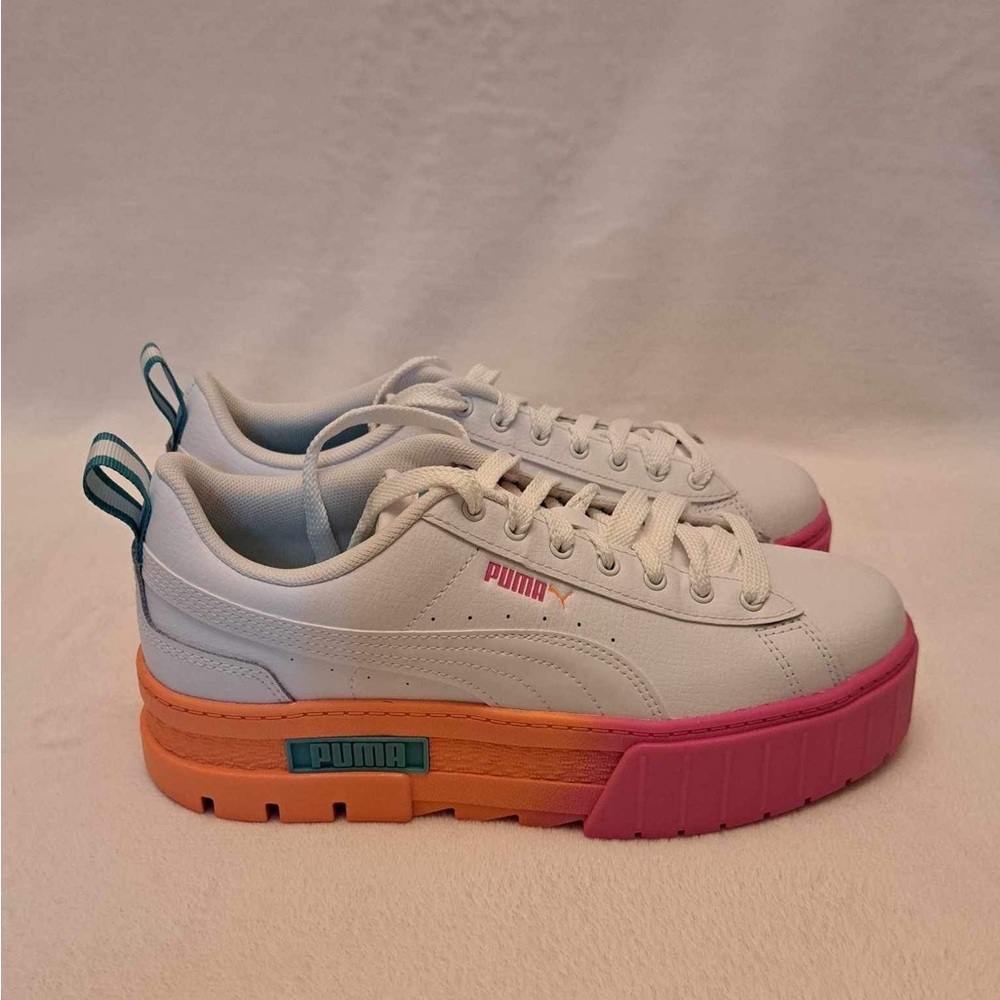 Puma Mayze Daybreak White/Pink Grade School Girls’ Shoe/Women’s 8.5 - Picture 4 of 9